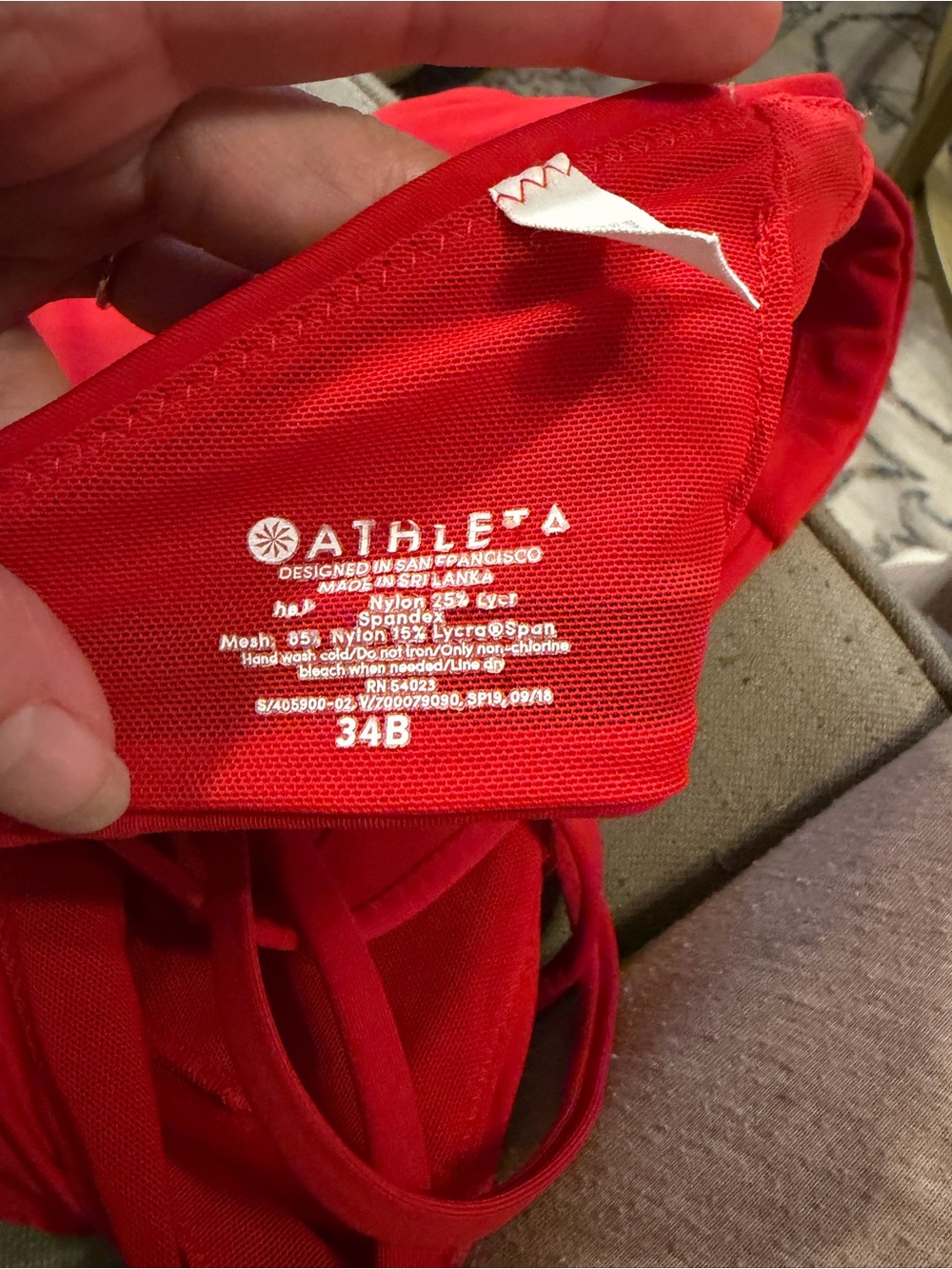 ATHLETA Red Triple Asymmetrical Strap Bikink Top - Picture 4 of 4